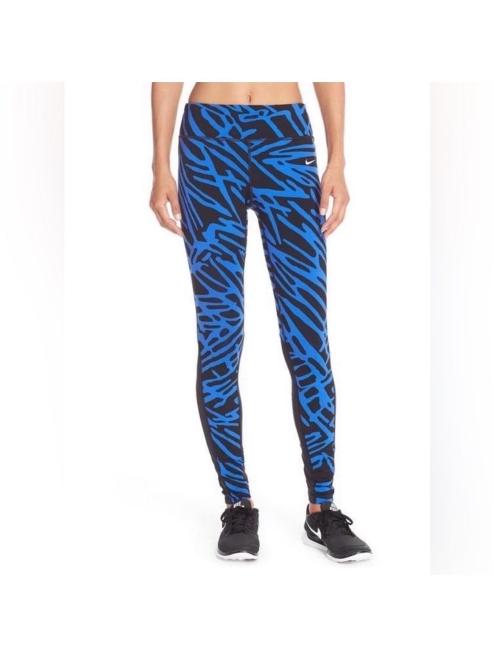 Nike Black & Blue Abstract Print Training Leggings